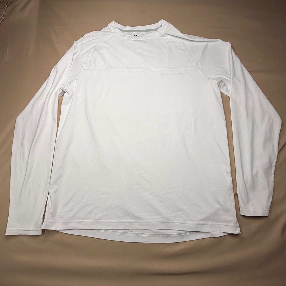 Under Armour HeatGear Mens XL White Long Sleeve Fitted UPF 50 Training Shirt